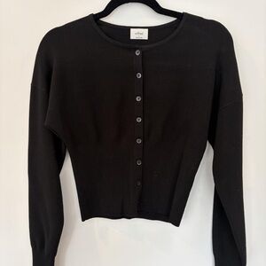 Wilfred Black Ribbed Button-Neck Cardigan